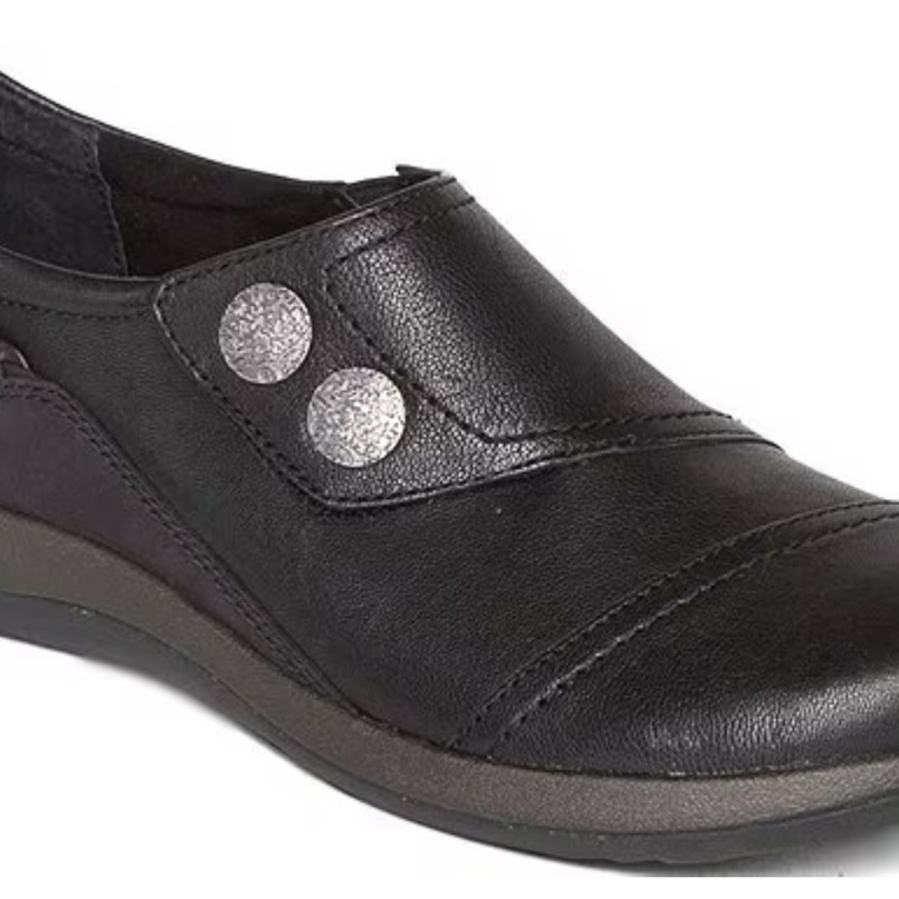 Aetrex Black Loafers with Silver Accents